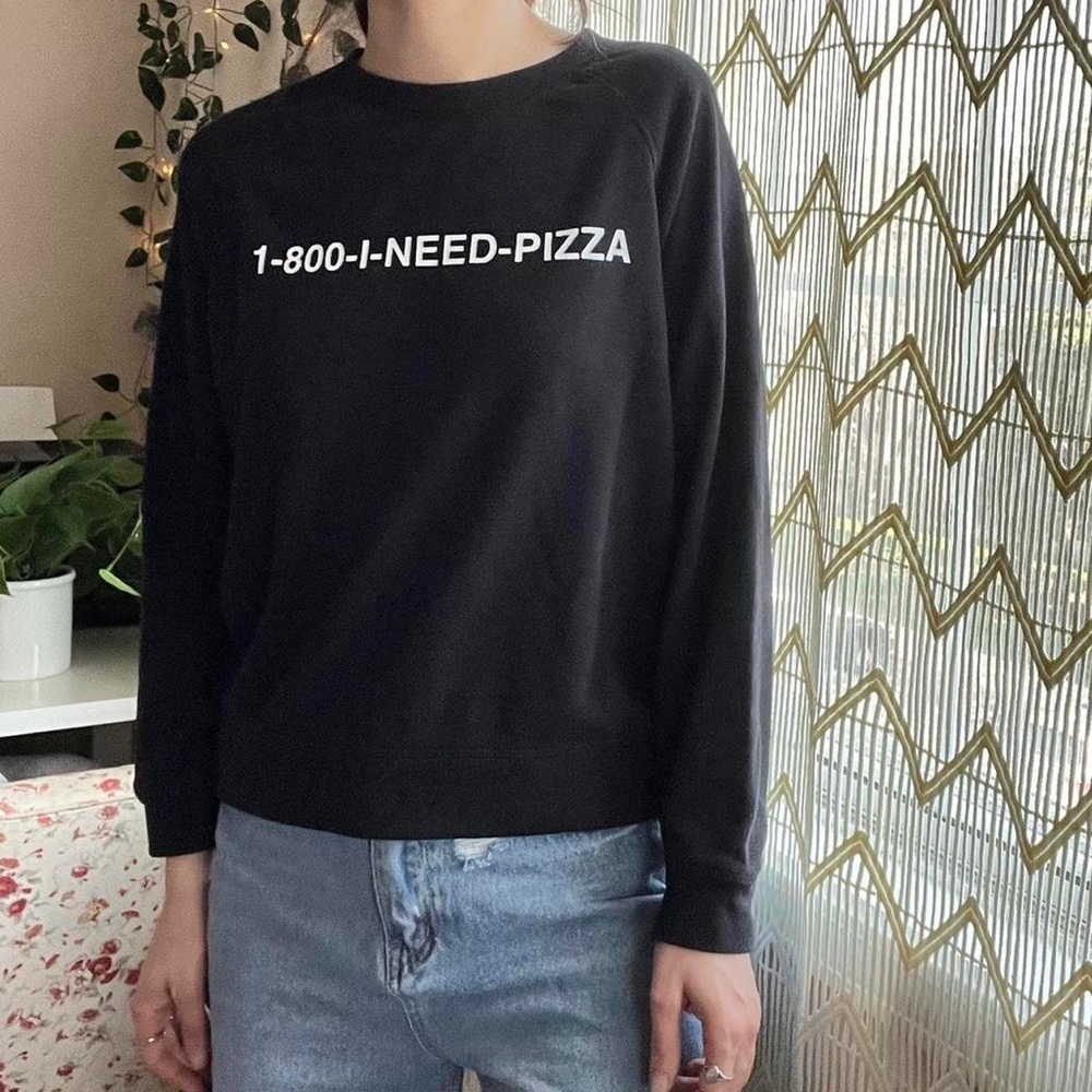 Forever 21 Black White 1-800-I-Need-Pizza Sweatshirt